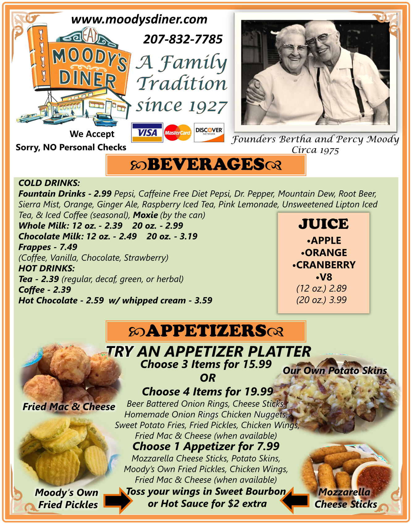 Diner Menu Page 1