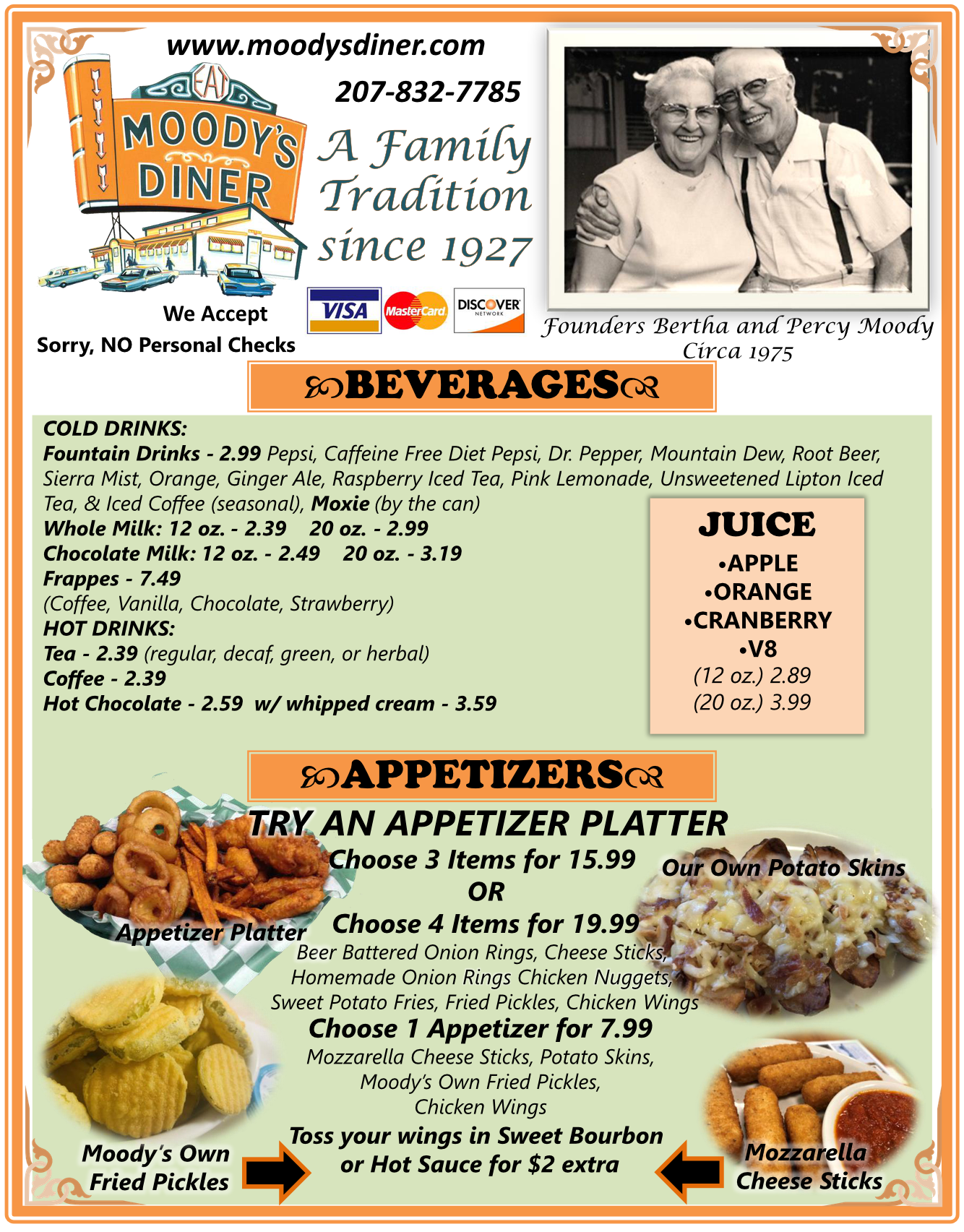 Diner Menu Page 1